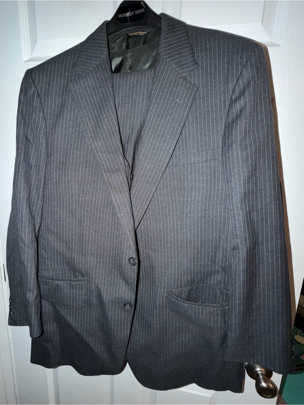Men's Gray Pinstripe Three Piece Suit